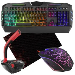 Klawiatura gamingowa podświetlana FURY SPITFIRE mata mysz mikrofon dla graczy