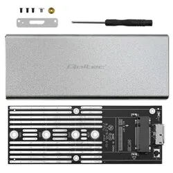 Aluminiowa obudowa zewnętrzna USB 3.0/M.2 SSD SATA NGFF Qoltec Super speed 5Gb/s 2TB - srebrny