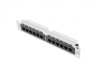Patch panel 12x port LANBERG do szafy RACK 10" KAT5E szary