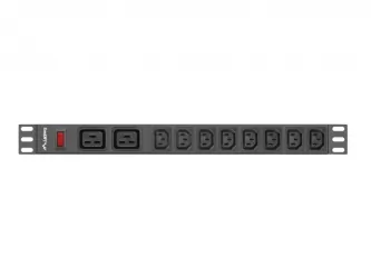 Listwa zasilająca RACK PDU LANBERG do szafy RACK 19" 1U 16A 2m 2xC19 + 8xIEC C13 czarna C20