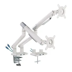 Uchwyt biurkowy gazowy do 2 monitorów LED/LCD 17-32 cala + 2xUSB - ART L-20GD biały