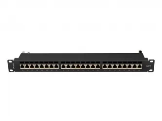 Patch panel 24x port 1U LANBERG do szafy RACK 19" KAT.7 ekranowany czarny