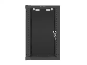 Szafa instalacyjna RACK wisząca 10'' 9U 280x310 drzwi szklane Lanberg (flat pack) - czarna