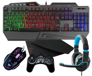 Klawiatura gamingowa dla graczy FURY SKYRAIDER z podświetleniem + mysz + słuchawki + pad + mata
