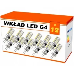 Zestaw 12x wkład LED G4 1.5W DC12V SMD 360° 10x38 mm