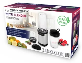 Blender personalny NutriBlender Esperanza NUTRI BOMB 9w1 + 2 kubki + 2 ostrza
