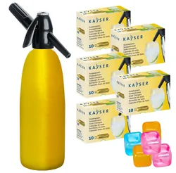 Saturator syfon do wody QUICK SODA SA-01 złoty 1L   50 naboi   5 kostek lodu
