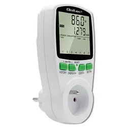 Watomierz licznik zużycia energii PM0627 z historią pomiaru Qoltec 3680W 16A LCD