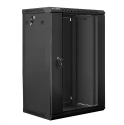 Szafa instalacyjna RACK wisząca 19'' 18U 600x450 drzwi szklane Lanberg - czarna