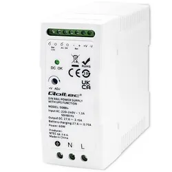 Stabilny zasilacz na szynę DIN z funkcją UPS Qoltec 60W