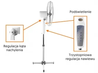 Wentylator stojący LTC duży wiatrak stojący 16'' 38W + pilot