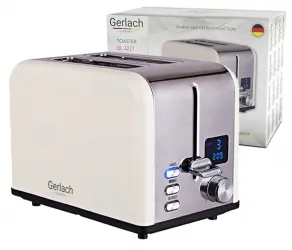 Toster z wyświetlaczem LCD na 2 kromki Gerlach GL 3221 kremowy