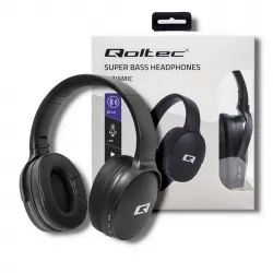 Słuchawki bezprzewodowe bluetooth Qoltec Super Bass DYNAMIC FM SD nauszne z mikrofonem - czarne