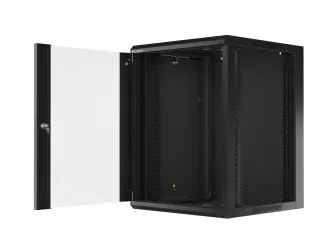 Szafa instalacyjna RACK wisząca 19'' 15U 570x600 drzwi szklane Lanberg - czarna