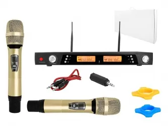 System mikrofonów bezprzewodowych LTC PLATINIUM MIC05 UHF 2x mikrofon + stacja