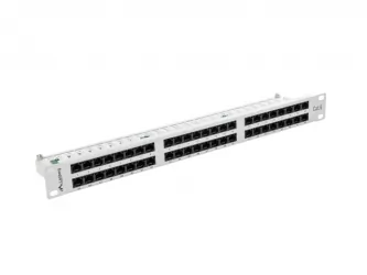 Patch panel 48x port 1U LANBERG do szafy RACK 19" KAT.6 szary