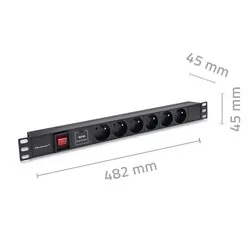 Aluminiowa listwa zasilająca PDU do szafy RACK 19'' 1U 16A6xFRENCH 1.8m