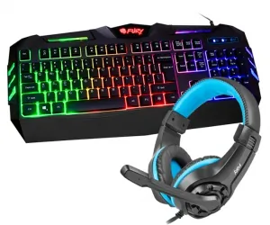 Klawiatura gamingowa podświetlana dla graczy FURY SPITFIRE + mysz + słuchawki