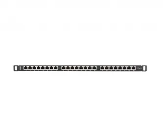 Patch panel 24x port 0.5U LANBERG do szafy RACK 19&quot; KAT.6 ekranowy czarny