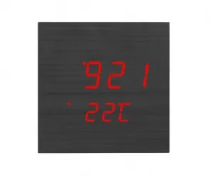 Budzik kostka LED z termometrem - kolor czarny