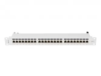 Patch panel 24x port 1U LANBERG do szafy RACK 19" KAT.7 ekranowany szary