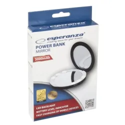 Powerbank Esperanza 3000mAh z lusterkiem LED czarny