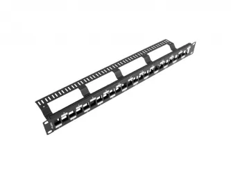 Patch panel pusty 24x port LANBERG do szafy RACK 19" 1U naprzemienny z organizerem do modułów keystone czarny