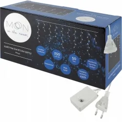 Kurtyna świetlna ozdobna zewnętrzna LTC Moon In The Room sople 250 LED 5m białe
