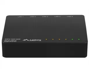 Switch LANBERG POE+ DESKTOP 5-PORT 1GB (4 PORTY POE, 30W/PORT, MAX 60W)
