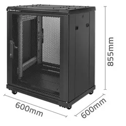 Szafa instalacyjna RACK Qoltec 19'' 15U 600 x 600 x 855 perforowane drzwi stojąca - czarna