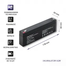 Akumulator AGM Qoltec 12V 2.3Ah HQ