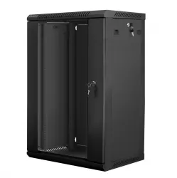 Szafa instalacyjna RACK wisząca 19&#039;&#039; 18U 600x450 drzwi szklane Lanberg - czarna