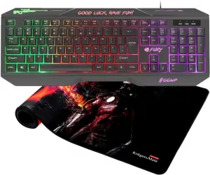 Podświetlana klawiatura dla graczy gamingowa FURY HELLFIRE 2 + duża mata na biurko Warrior XXL 89cm Kruger&amp;Matz