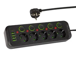 Listwa przedłużacz sieciowy BLOW 5 gniazd   4x USB   1x USC-C 3m - czarny