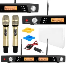 System mikrofonów bezprzewodowych LTC PLATINIUM MIC05 UHF 2x mikrofon + stacja
