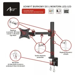 Uchwyt biurkowy do jednego monitora LED/LCD 13-27