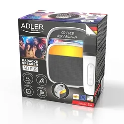 Głośnik przenośny do karaoke z mikrofonem bezprzewodowym  Adler AD 1199 SD USB AUX Bluetooth - biały