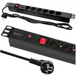 Listwa zasilająca antyprzepięciowa CB RACK PDU Qoltec do szafy RACK 19&quot; 1U 16A 2m 6xSCHUKO