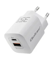 Ładowarka sieciowa Qoltec GaN ULTRA 35W 5-20V 2.25-3A USB-C PD   USB QC - biała