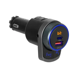 Podświetlany transmiter FM samochodowy z zestawem głośnomówiącym Peiying Bluetooth USB QC   USB-C PD