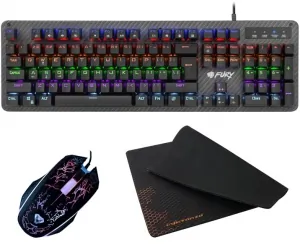 Mechaniczna klawiatura gamingowa dla graczy FURY TORNADO podświetlenie + mysz + mata