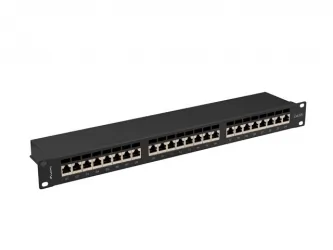 Patch panel 24x port 1U LANBERG do szafy RACK 19&quot; KAT.6A ekranowany czarny