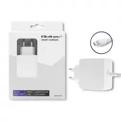 Ładowarka sieciowa Qoltec 45W 5-20V 2-3A USB-C PD biała