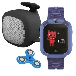 Zestaw dla dzieci zegarek smartwatch Maxlife Kids Watch MXKW-300 niebieski + głośnik bluetooth Forever Willy ABS-200