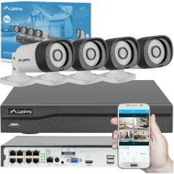Zestaw do monitorowania rejestrator NVR 8 kanałowy POE   4 kamery IP 5MP akcesoria LANBERG