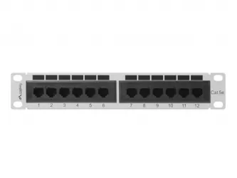 Patch panel 12x port LANBERG do szafy RACK 10" KAT5E szary