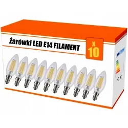 Zestaw 6x żarówka ozdobna LED filament E14 4W AC230V ciepło-biała