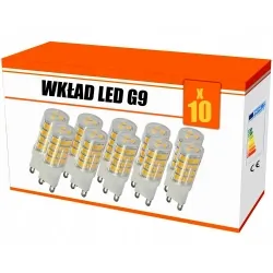 Zestaw 10x wkład LED G9 3W AC230V SMD 360° 16x50 mm