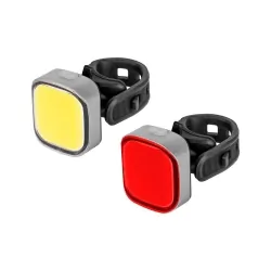 Zestaw lampka rowerowa LED na przód i tył USB Rebel komplet