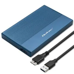 Aluminiowa obudowa zewnętrzna kieszeń na dysk USB 3.0/SSD HDD 2.5" SATA Qoltec Super speed 5Gb/s 2TB - niebieski